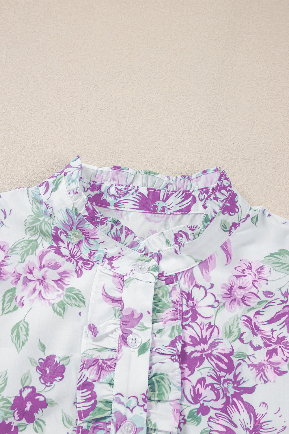 Floral Print Ruffle Sleeve Frill Shirt