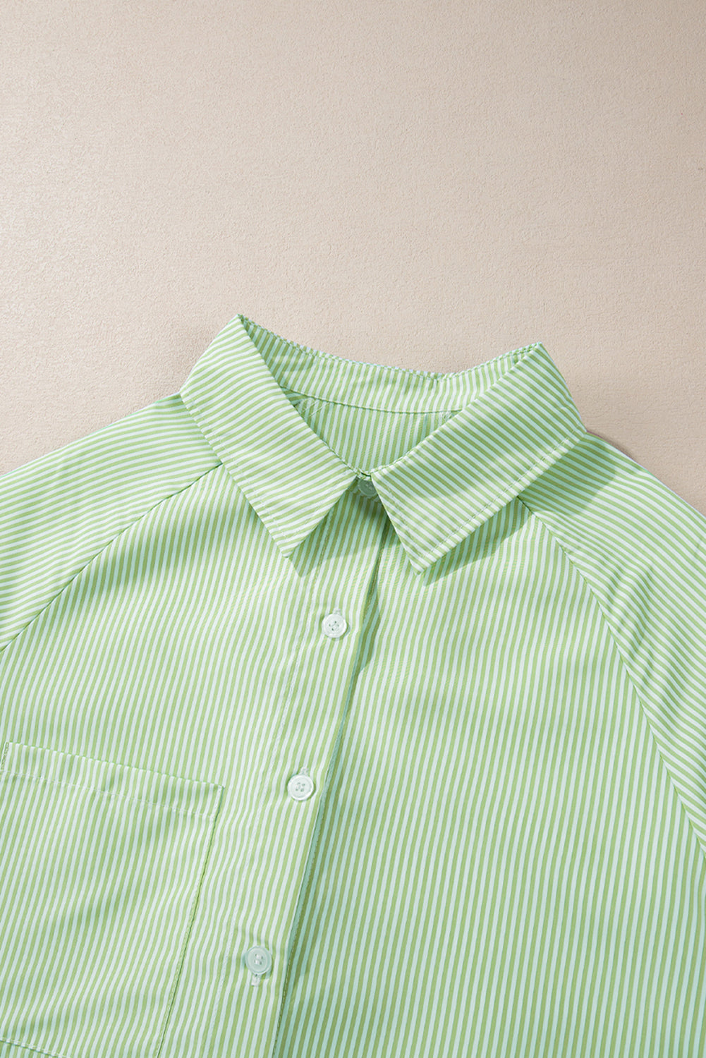 Pink Striped Pocket Button Up Plus Size Shirt