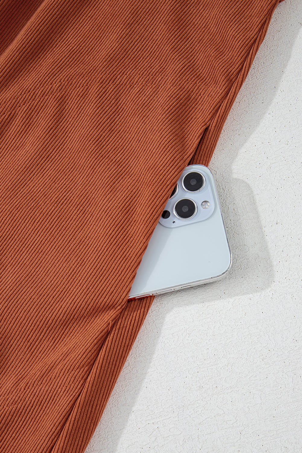 Light Snap Button Empire Waist Lantern Sleeve Corduroy Dress