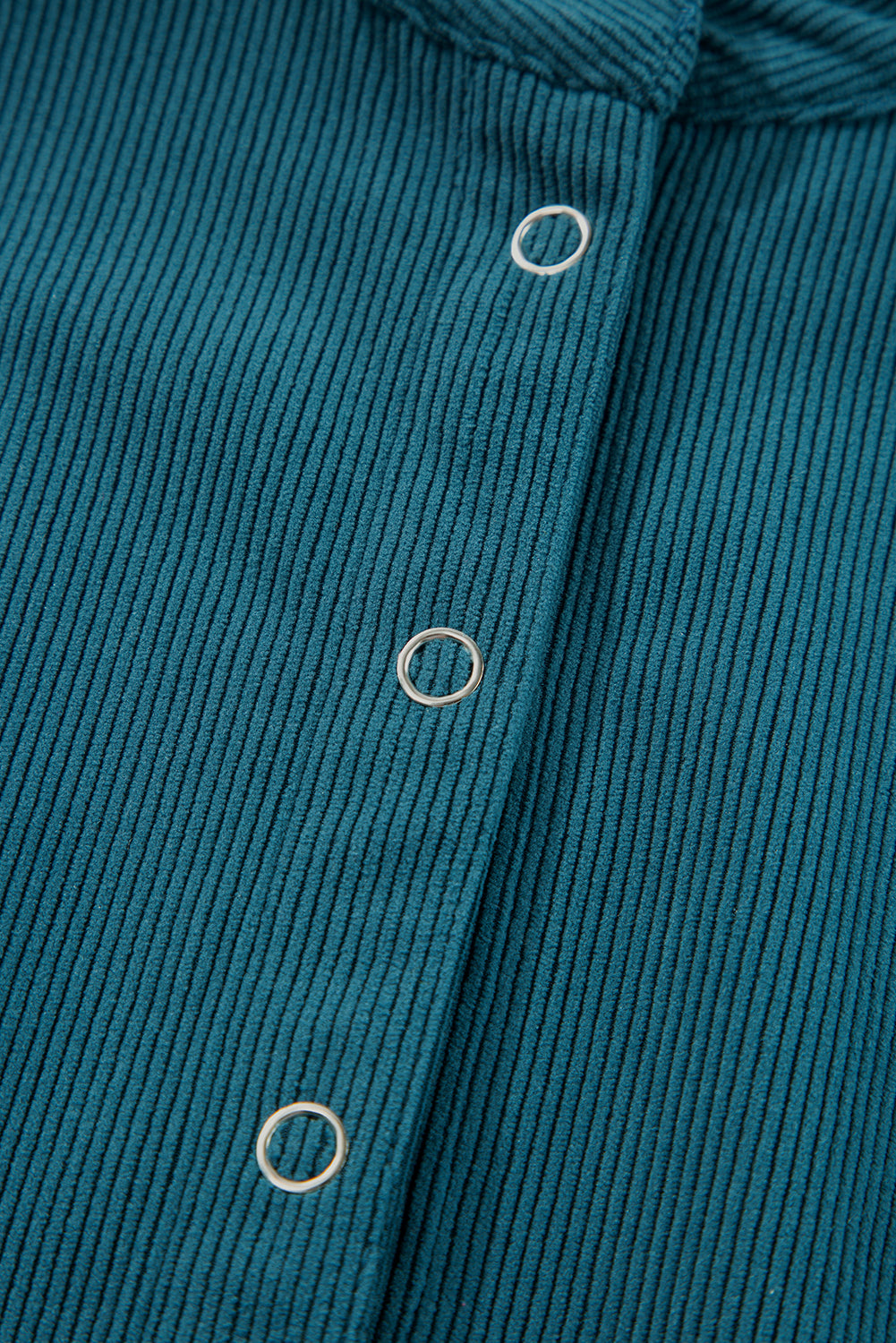 Light Snap Button Empire Waist Lantern Sleeve Corduroy Dress