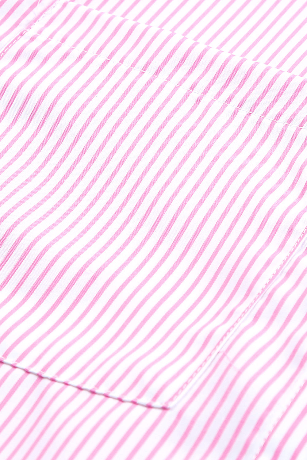 Pink Striped Pocket Button Up Plus Size Shirt
