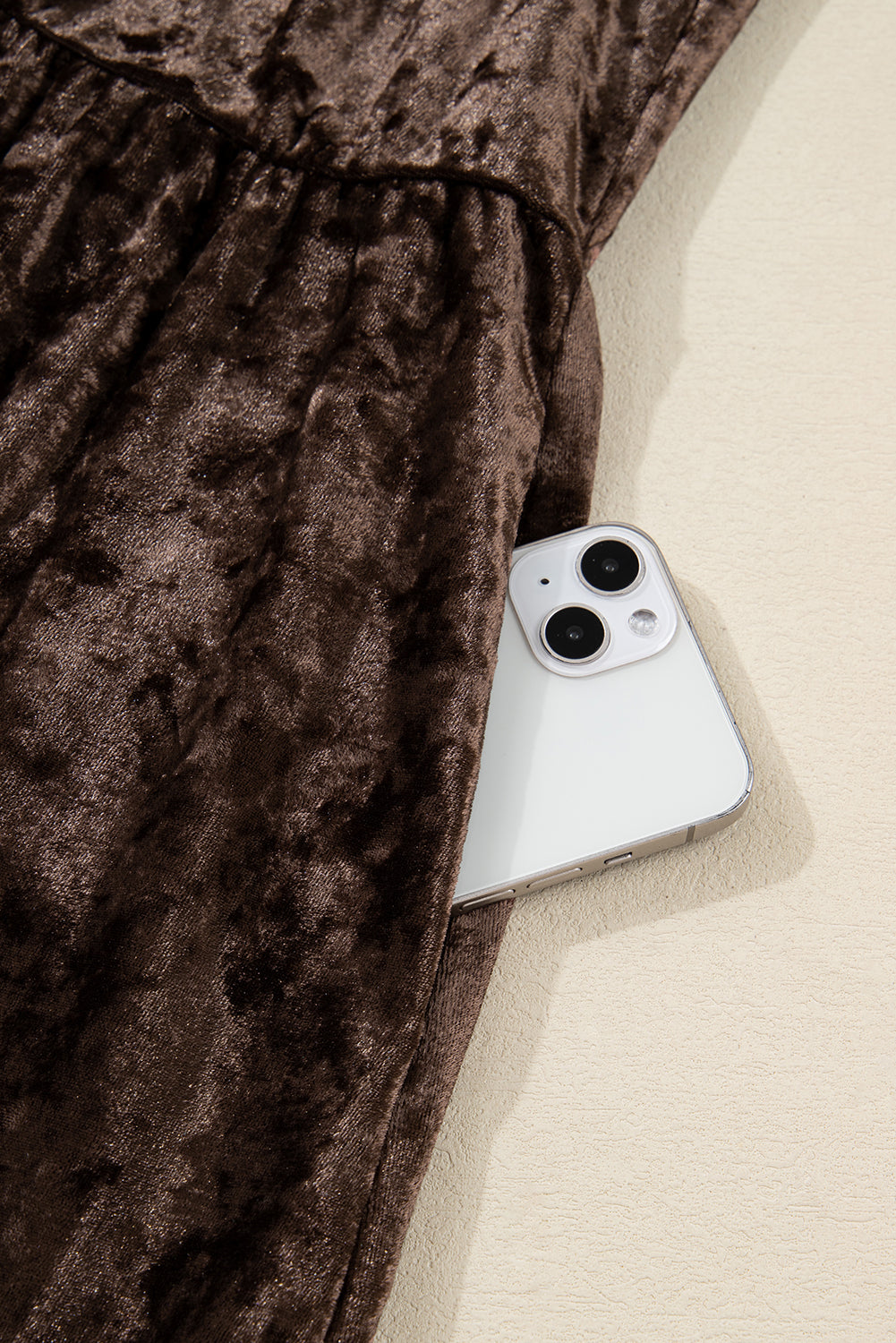 Coffee Plus Size Velvet Babydoll Mini Dress