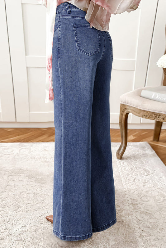 High Waist Flared Hem Jeans