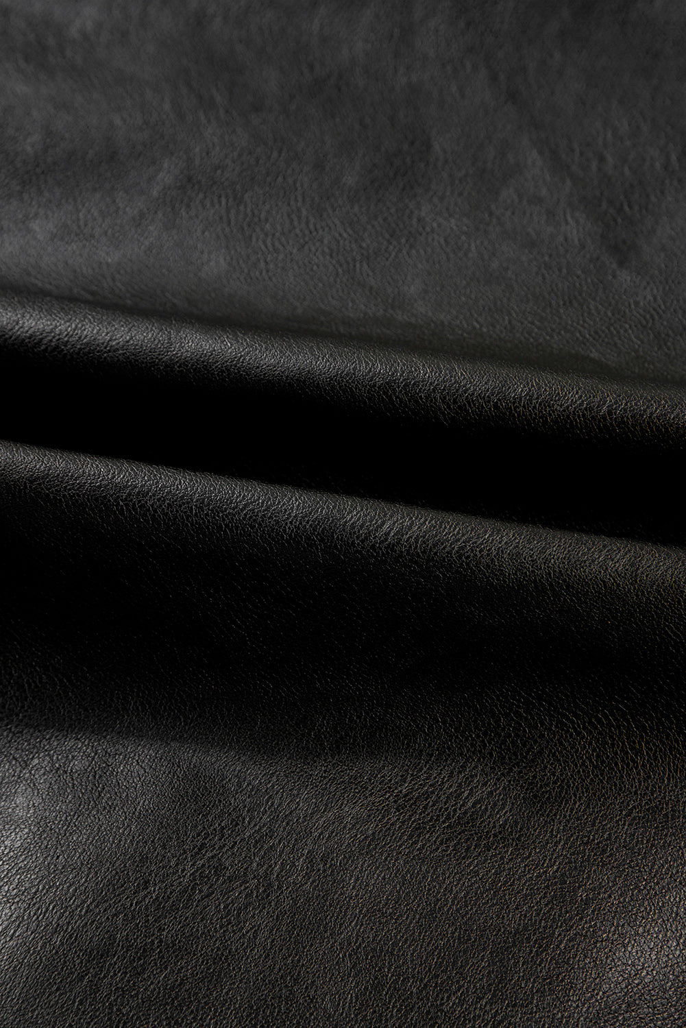 Black Faux Leather Buttoned Front Boxy Jacket