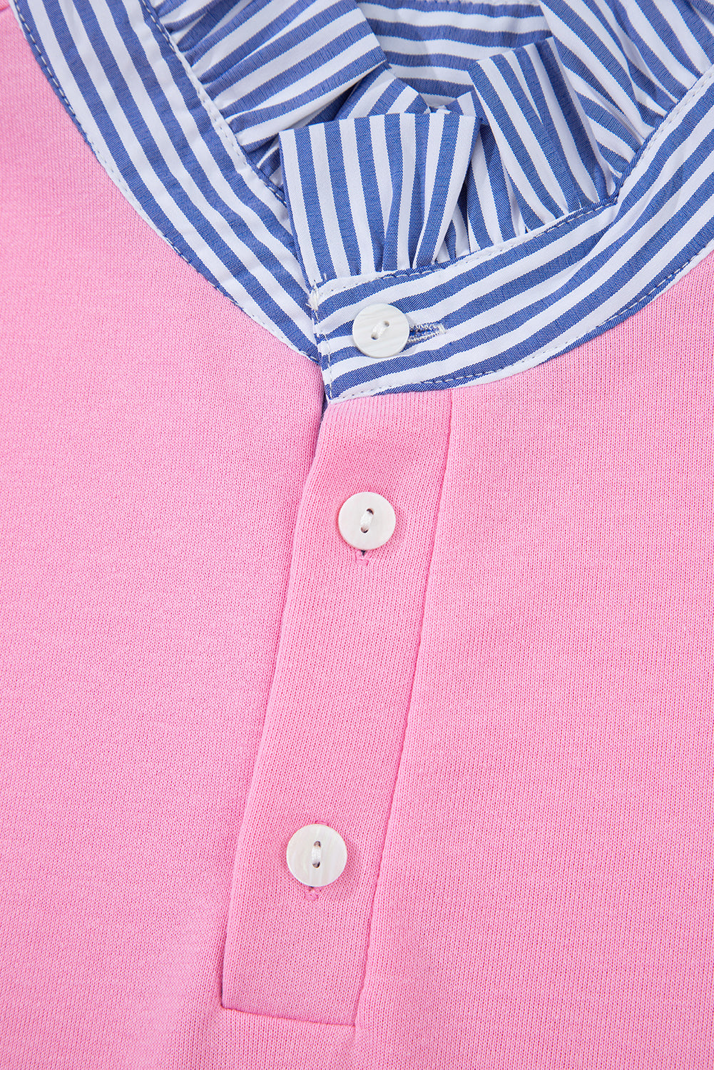 Bonbon Striped Collar Puff Sleeve Top