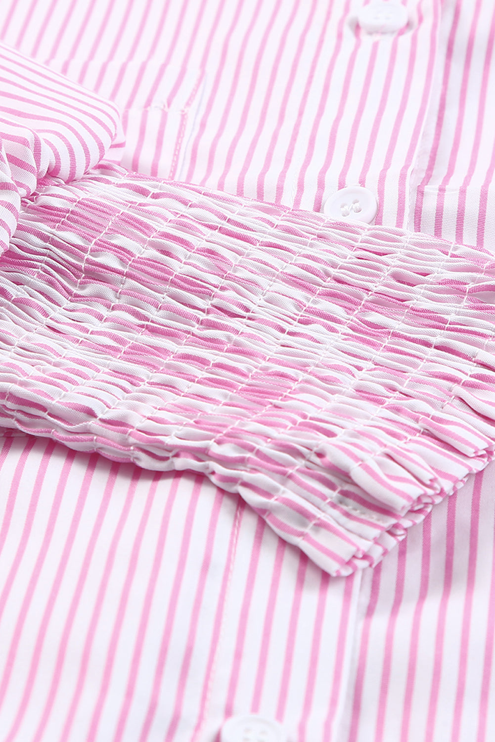 Pink Striped Pocket Button Up Plus Size Shirt