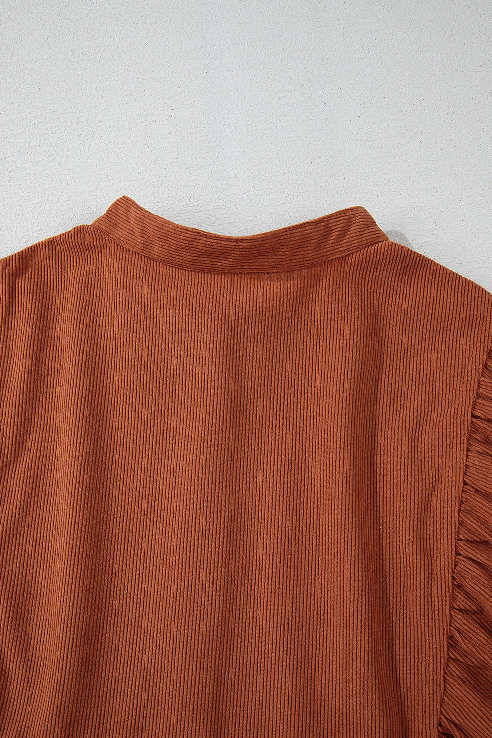 Light Snap Button Empire Waist Lantern Sleeve Corduroy Dress