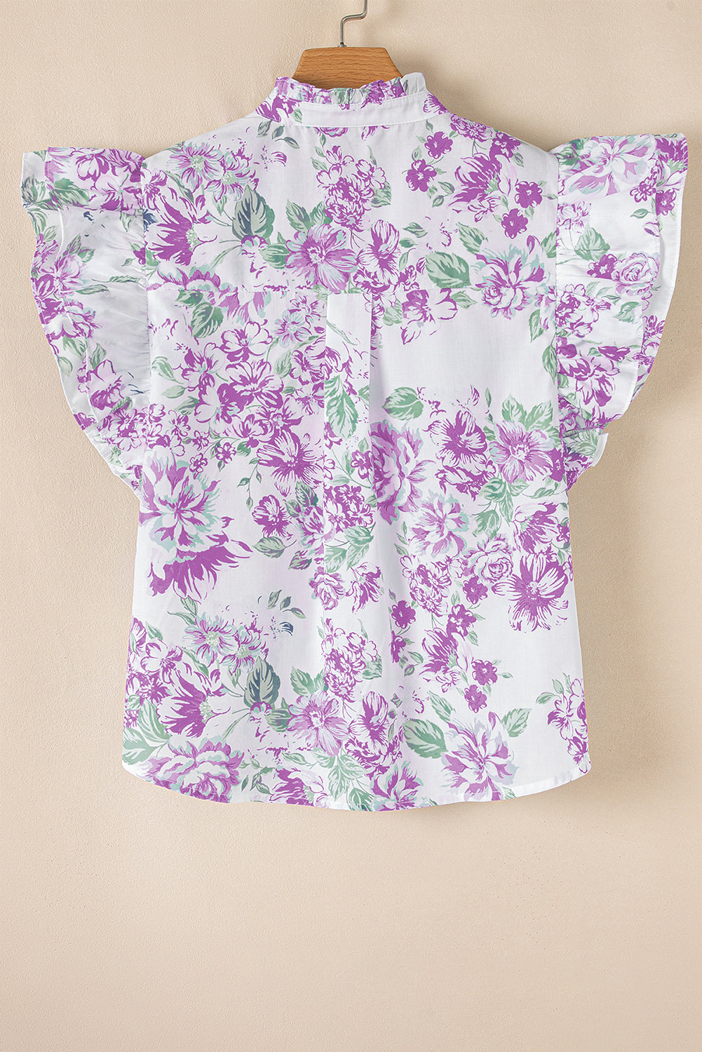 Floral Print Ruffle Sleeve Frill Shirt