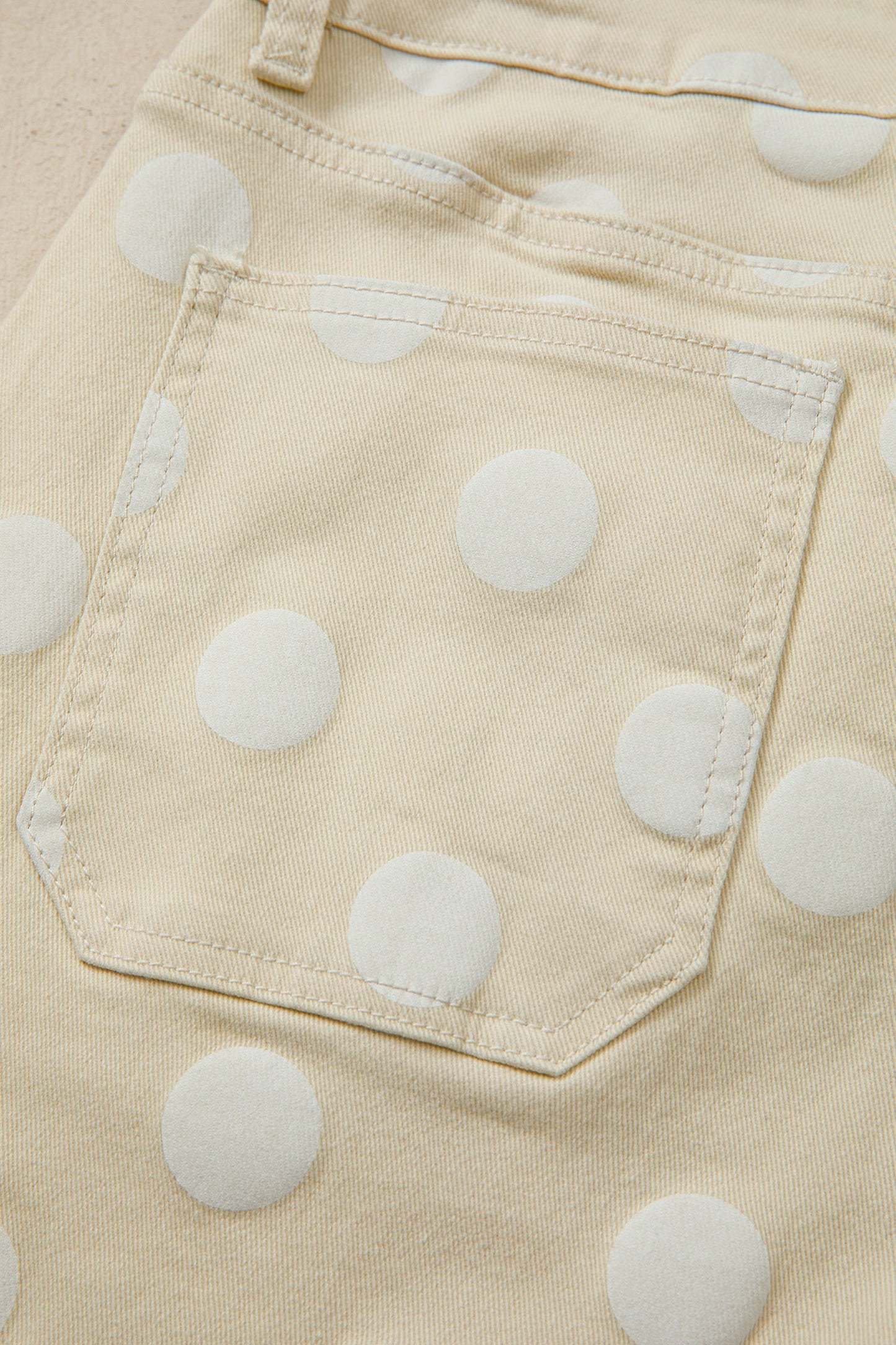 Polka Dot Print Raw Hem Shift Jeans