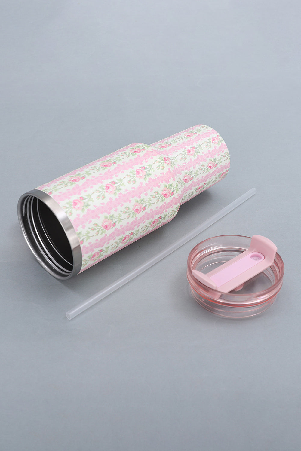 Pink Floral Print Tumbler Cup