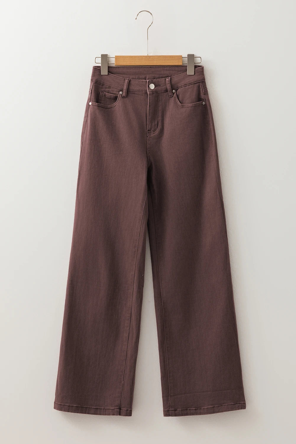 Coffee Brown Loose Straight High Waist Jeans