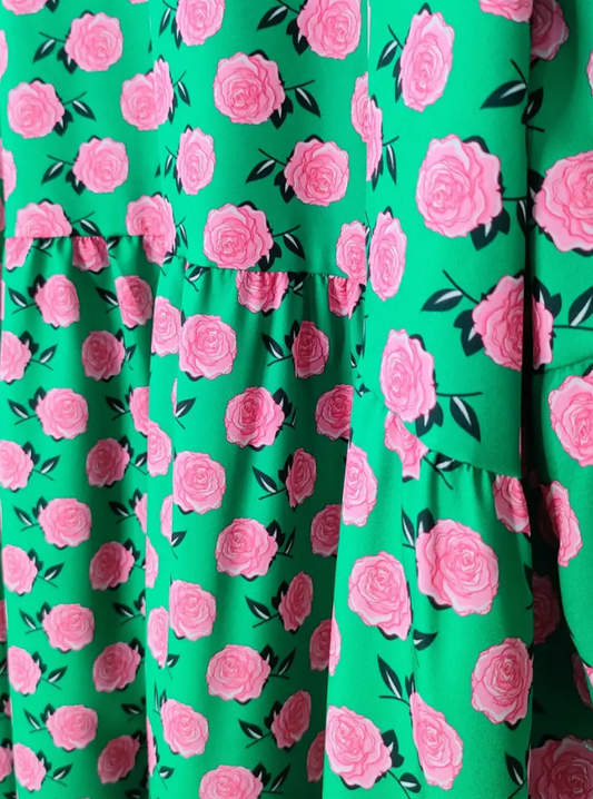 Plus Size Green and Pink Floral Dress