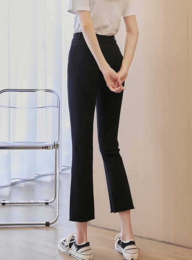 Black Skinny Flared Super Stretch Cropped Pants