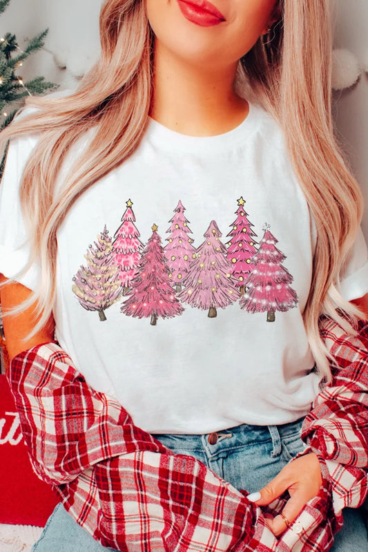 White Christmas Trees Fashion Graphic Tee