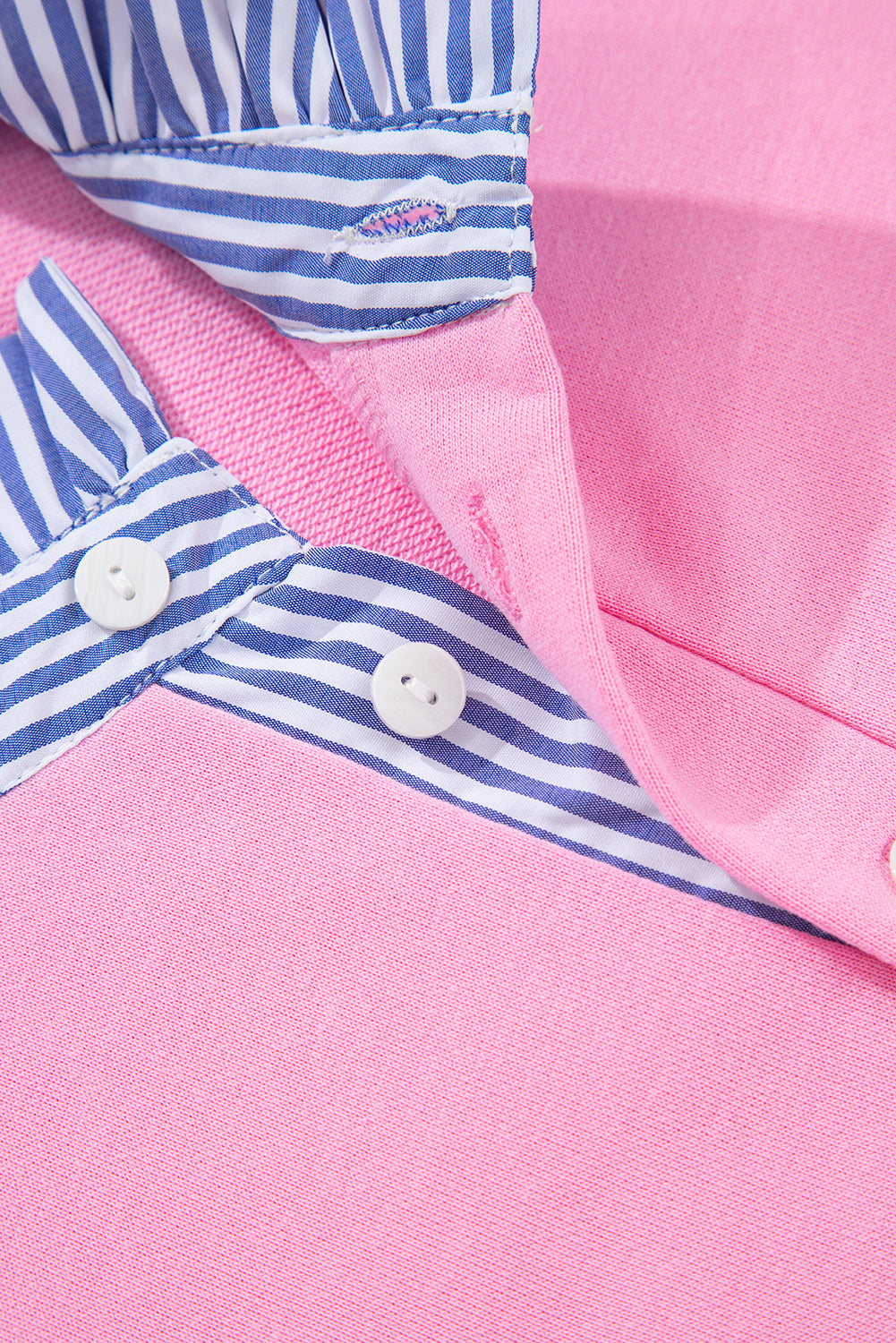 Bonbon Striped Collar Puff Sleeve Top