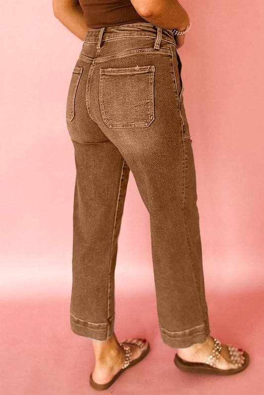 Cropped High Rise Wide Leg Jeans