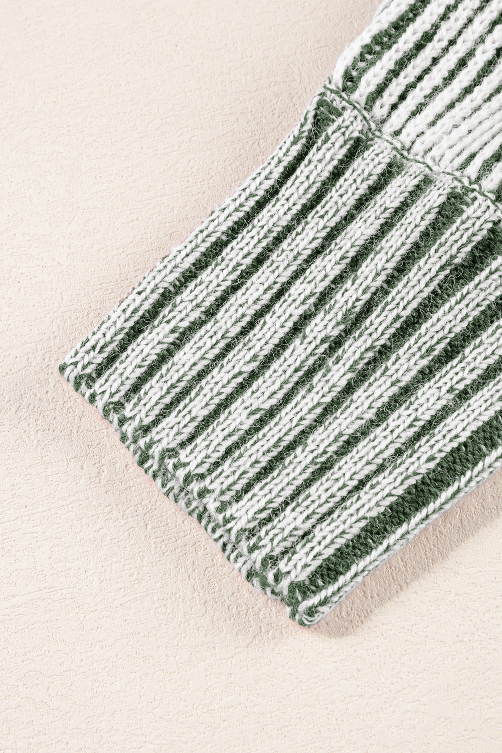 Striped Print Ribbed Knit Raglan Sleeve Baggy Sweater