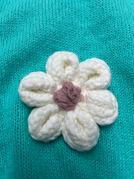 Plus Size Mint Green Flower Pattern Cardigan