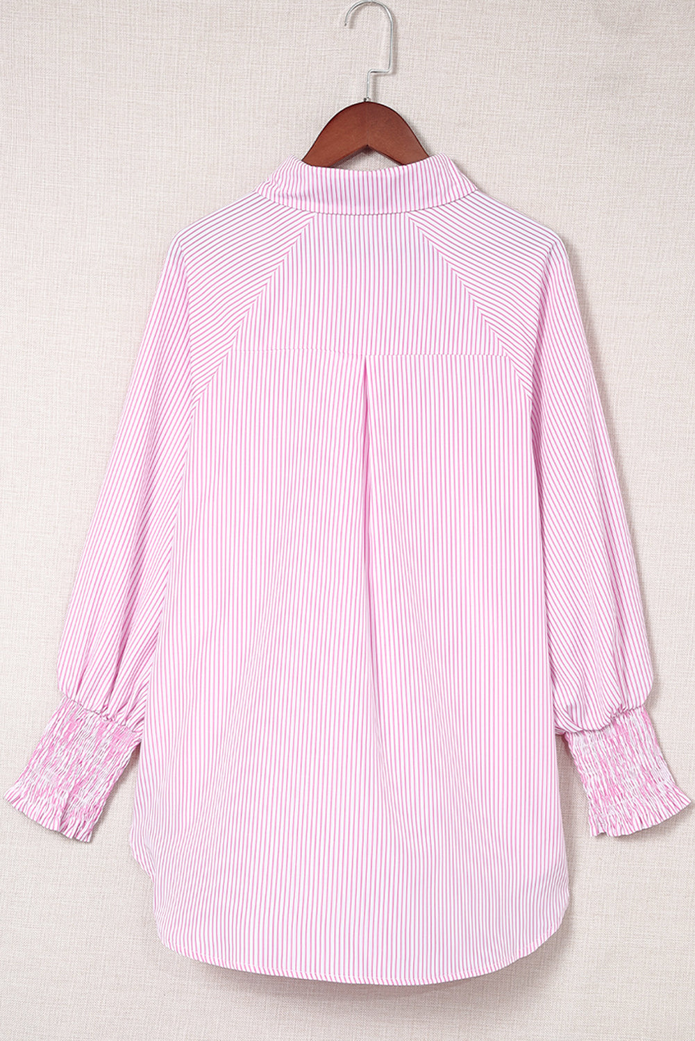 Pink Striped Pocket Button Up Plus Size Shirt