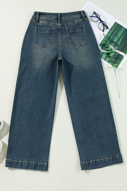 Real Teal Square Patch Pocket High Rise Shift Jeans