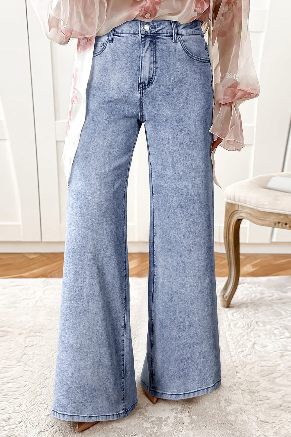 High Waist Flared Hem Jeans