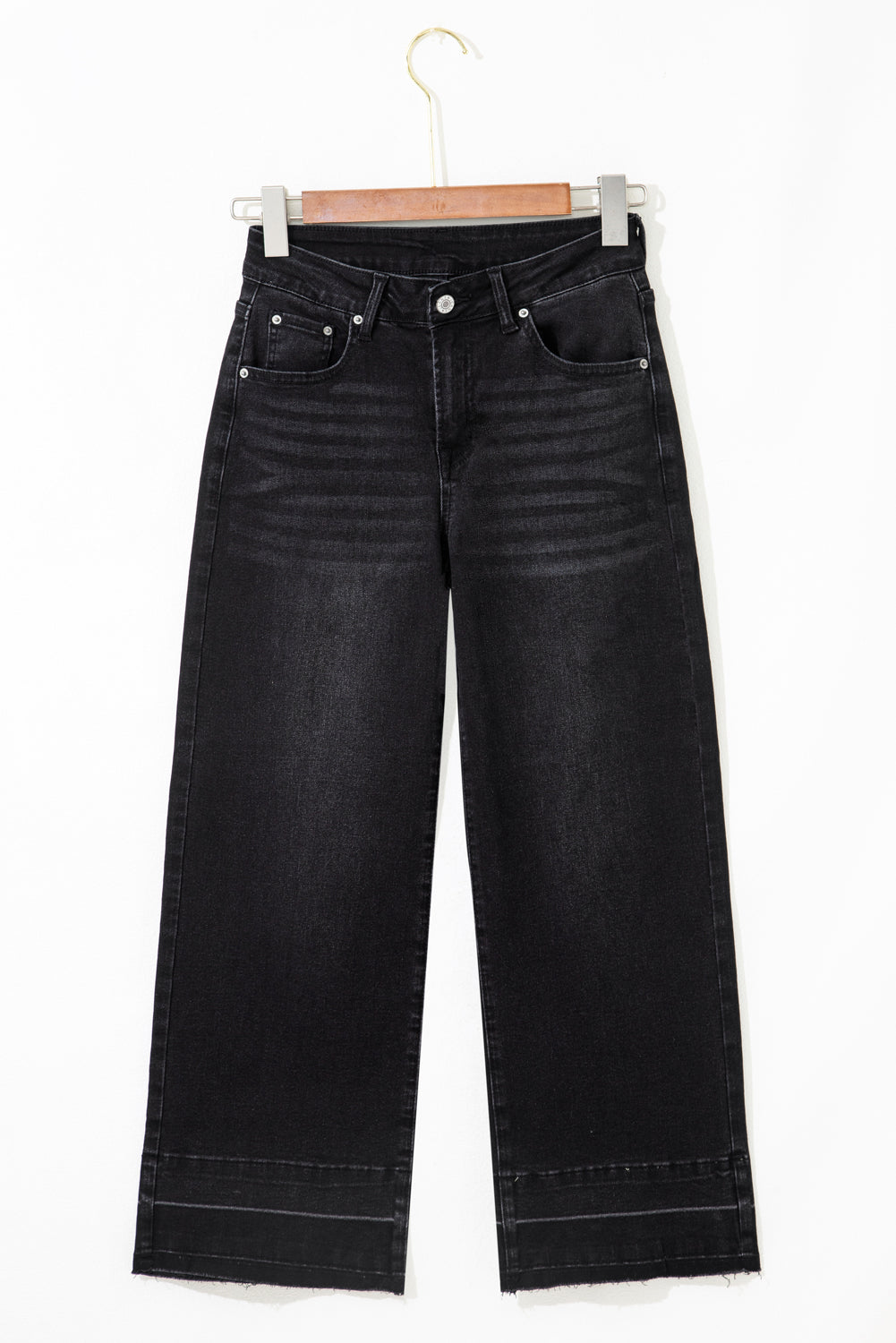 Raw Hem Straight Leg Loose High Waist Jeans