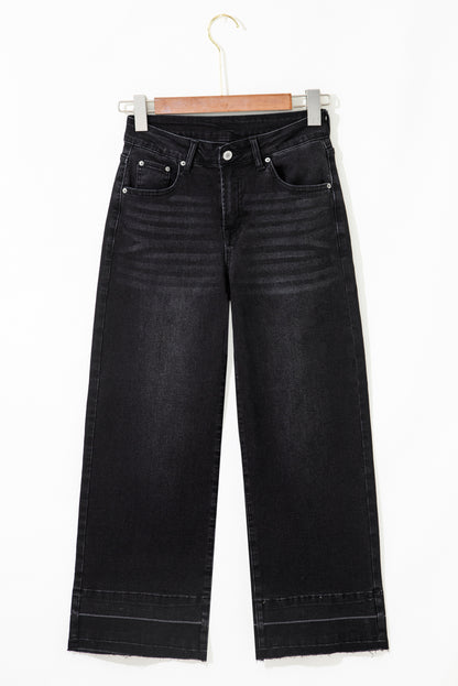Raw Hem Straight Leg Loose High Waist Jeans