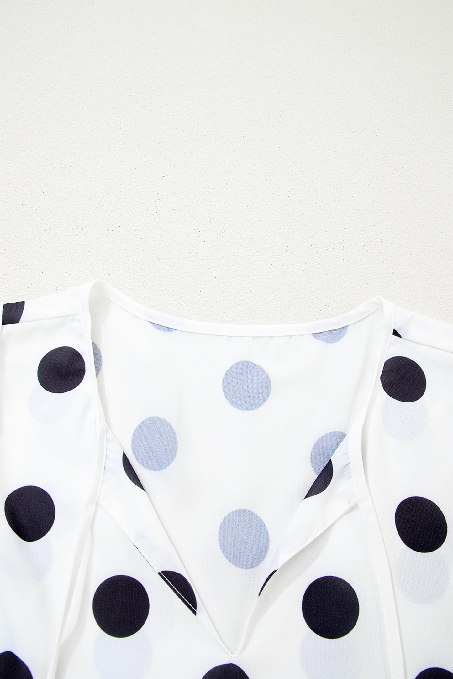 White Polka Dot Print Flutter Sleeve Striped Patchwork Babydoll Blouse