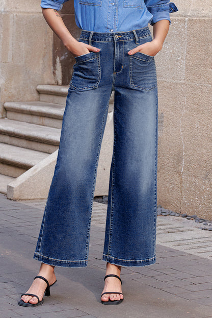 Minimalist Patch Pocket High Waist Shift Jeans