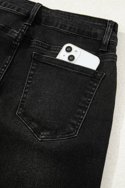 Raw Hem Straight Leg Loose High Waist Jeans