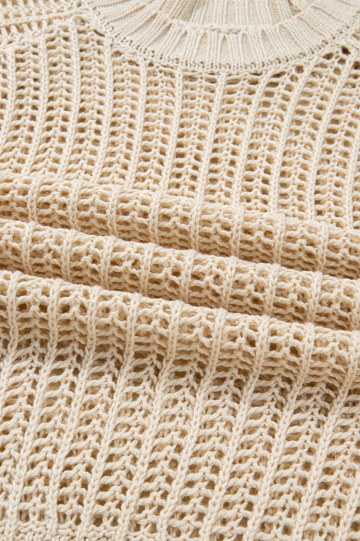 Open Knit Bow Tie Short Sleeve Sweater