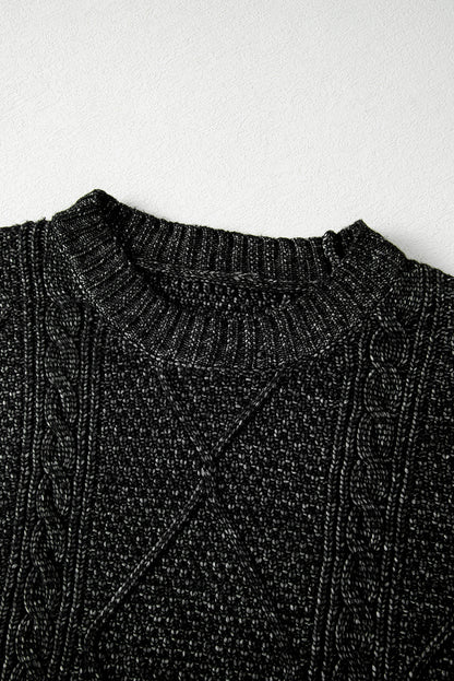 Mist Green Twist Cable Knit Drop Shoulder Loose Fit Sweater Dress