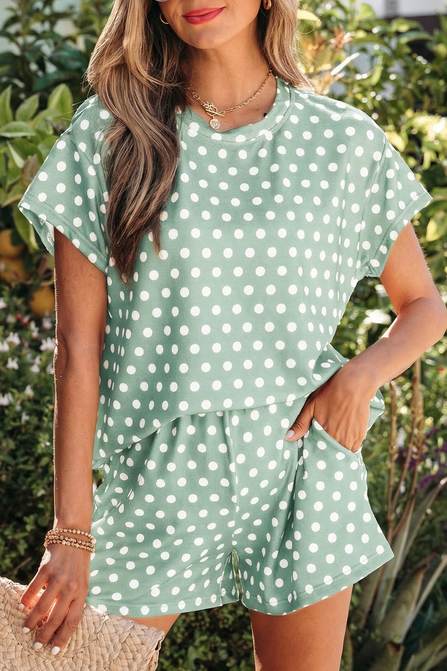 Polka Dot Print Short Set