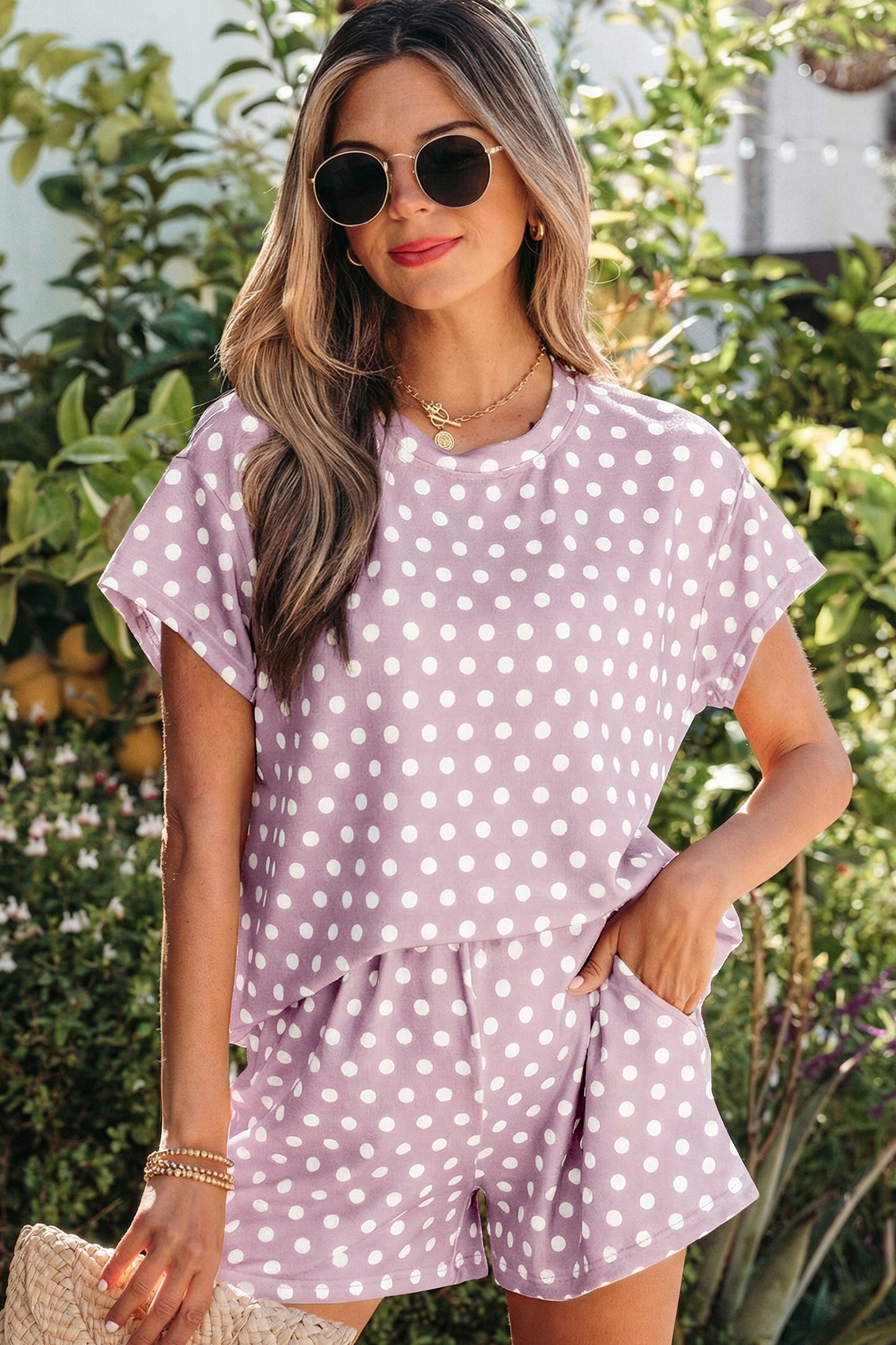 Polka Dot Print Short Set