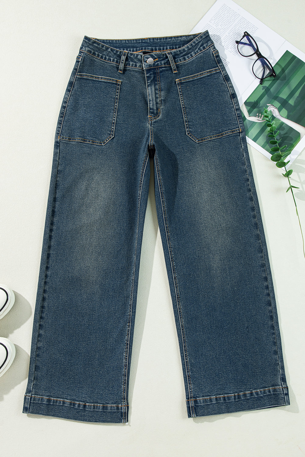 Real Teal Square Patch Pocket High Rise Shift Jeans