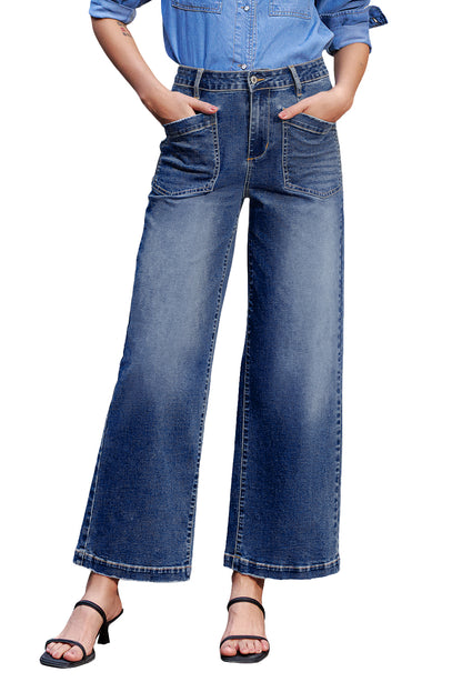 Minimalist Patch Pocket High Waist Shift Jeans