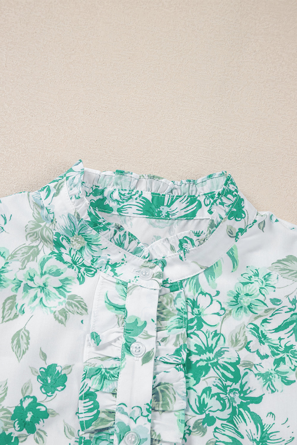 Floral Print Ruffle Sleeve Frill Shirt