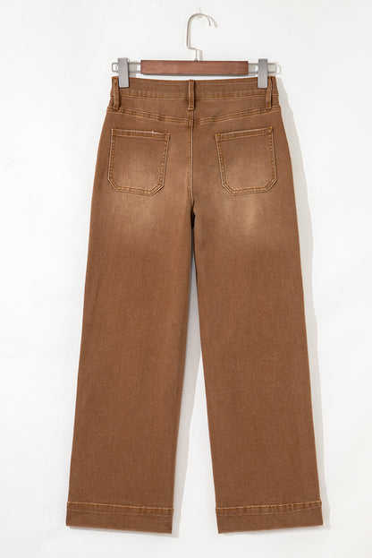 Cropped High Rise Wide Leg Jeans