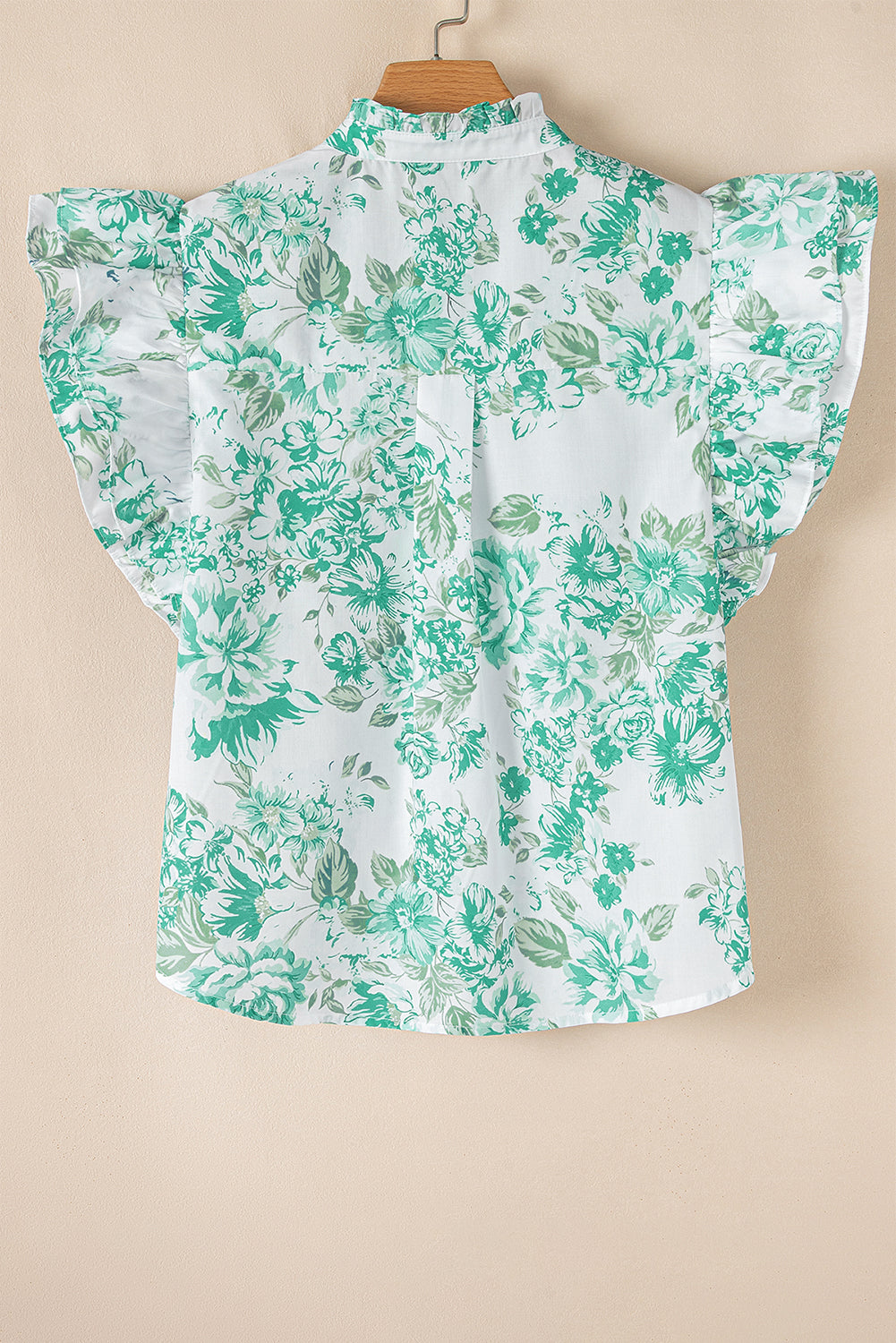Floral Print Ruffle Sleeve Frill Shirt