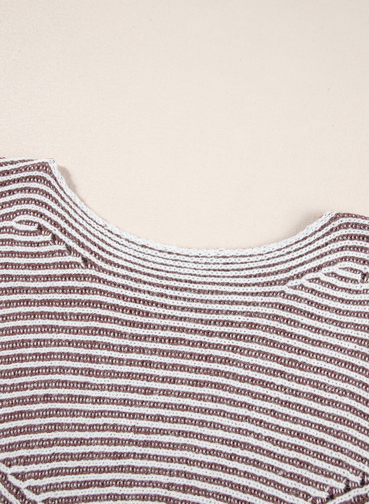 Striped Print Ribbed Knit Raglan Sleeve Baggy Sweater