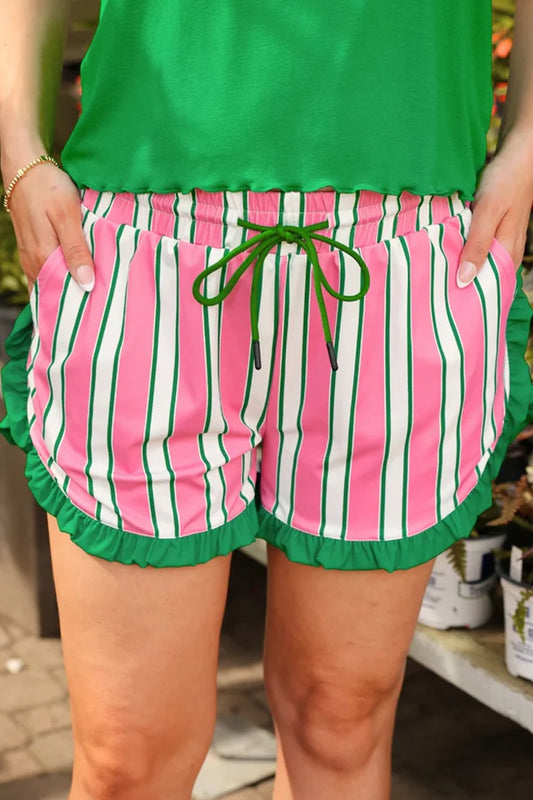 Printed Ruffle Trim Shorts