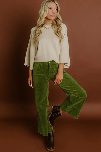Corduroy Solid Color High Waist Wide Leg Pants