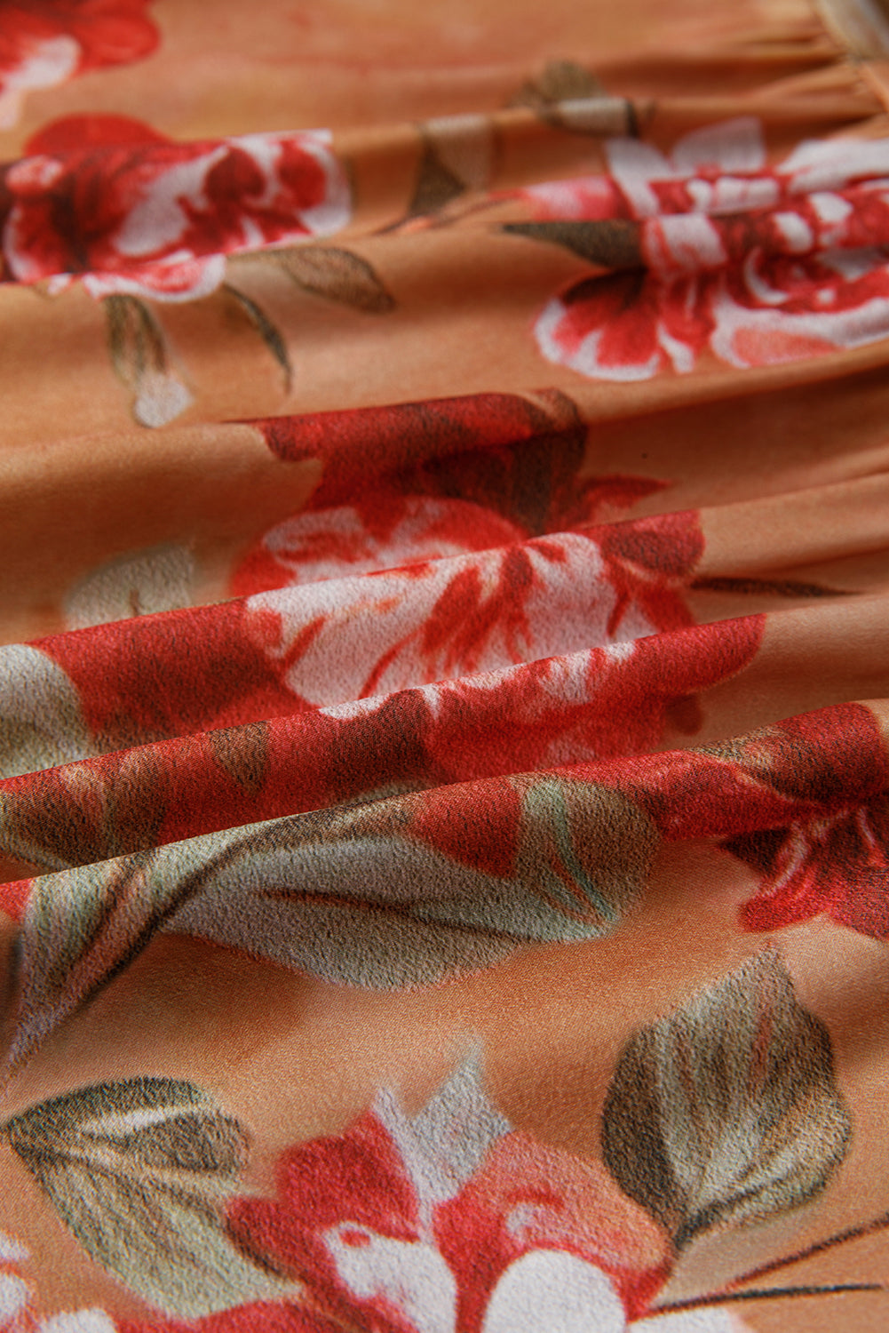 Brown Floral Print Shirt Style Long Sleeve Ruffle Mini Dress