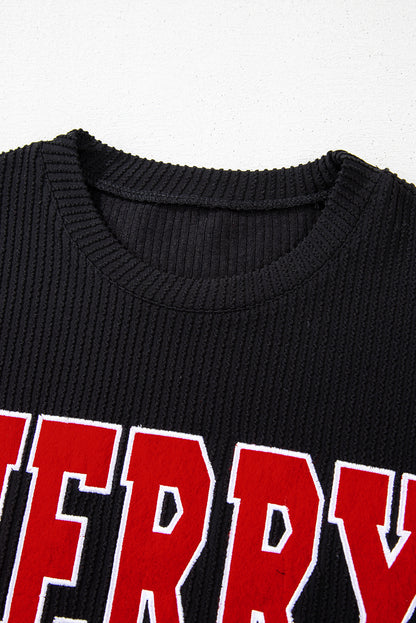 Corded MERRY Long Sleeve Top and Shorts Pajama Set