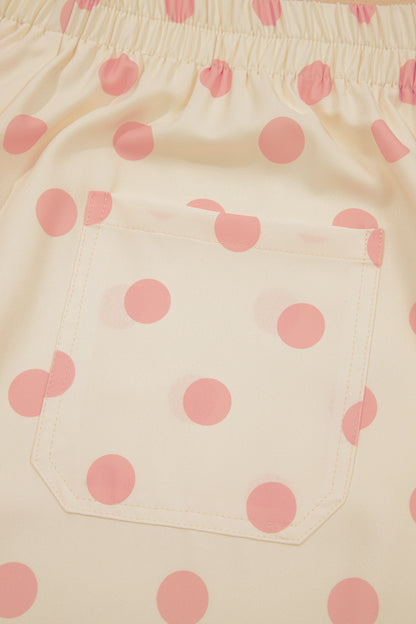Polka Dot Print Patched Pocket Mid-rise Straight Leg Pants