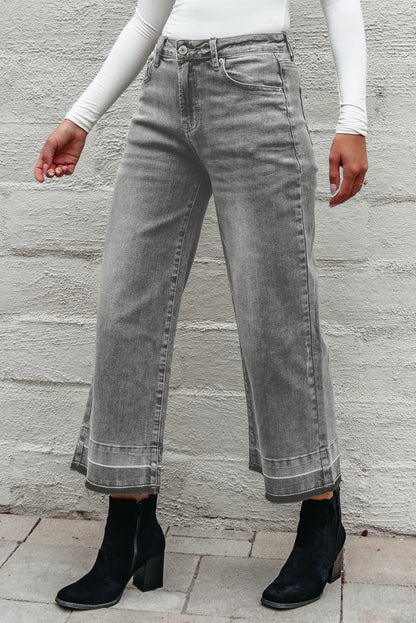 Raw Hem Straight Leg Loose High Waist Jeans