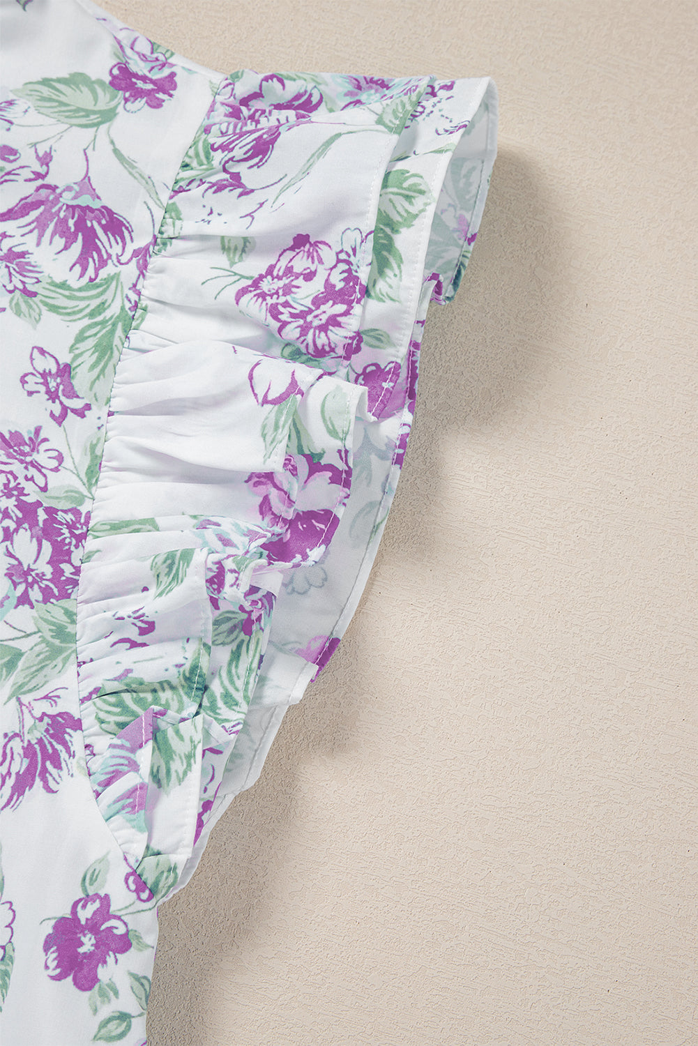 Floral Print Ruffle Sleeve Frill Shirt