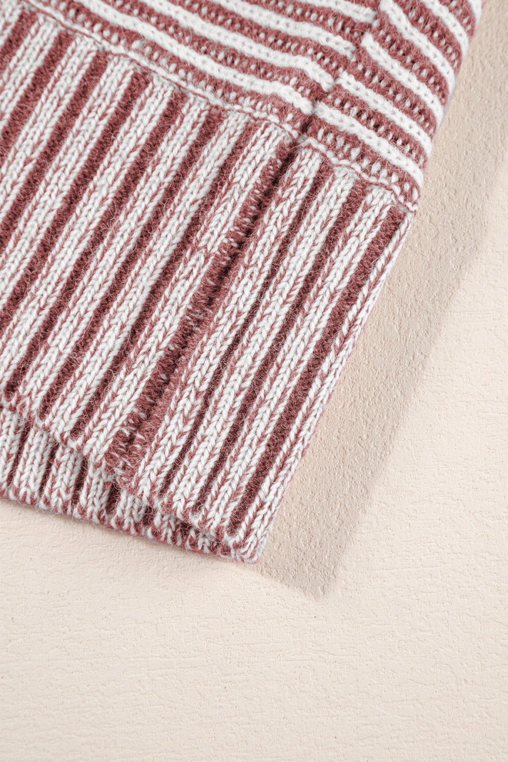 Striped Print Ribbed Knit Raglan Sleeve Baggy Sweater