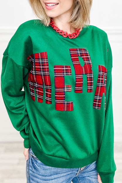 White Plaid MERRY Christmas Holiday Sweatshirt