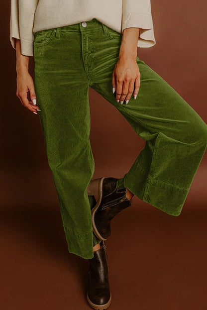 Corduroy Solid Color High Waist Wide Leg Pants